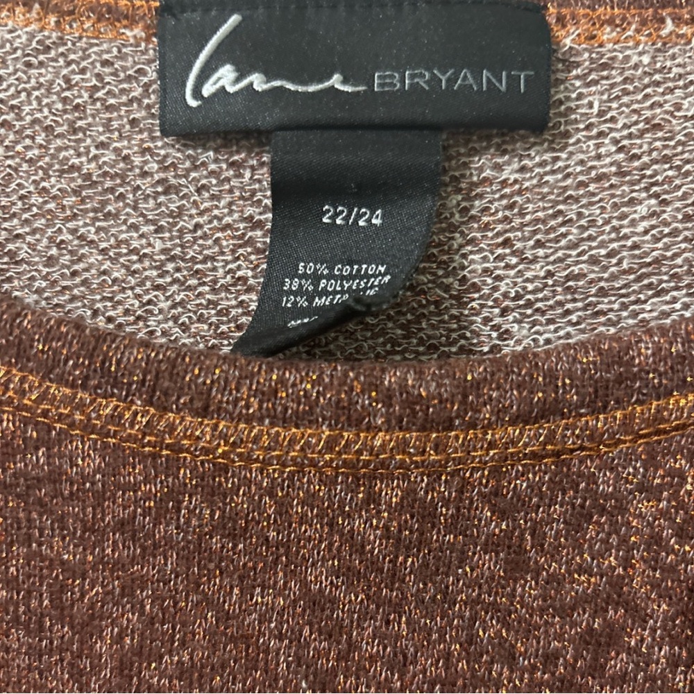 🍁🎄Lane Bryant Holiday Fall Sparkle sequin Copper Orange Blouse Size 22/24 - Picture 3 of 4